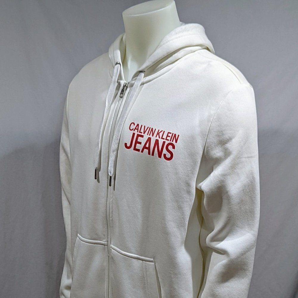 BNWOT L Calvin Klein Jean White Full Zip Hoodie‎